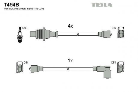 Комплект кабелів запалювання TESLA T494B