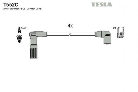 Комплект кабелів запалювання TESLA T552C (фото 1)