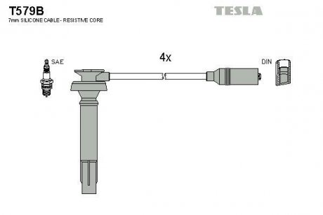Комплект проводів запалення TESLA T579B (фото 1)
