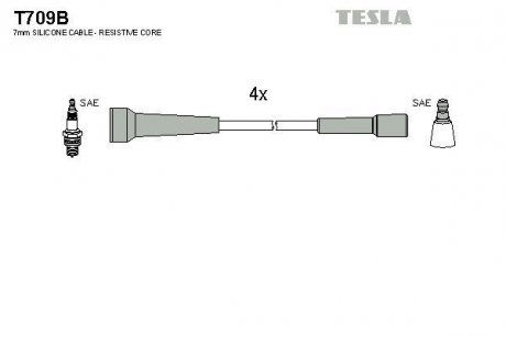 Комплект кабелей зажигания TESLA T709B (фото 1)