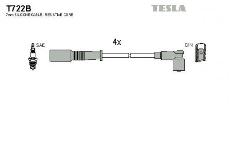 Комплект кабелів запалювання TESLA T722B (фото 1)