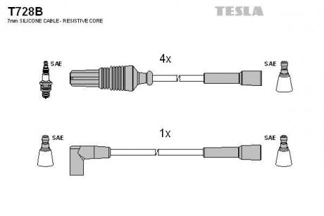 Комплект кабелей зажигания TESLA T728B