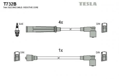 Комплект кабелів запалювання TESLA T732B