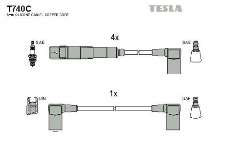Комплект кабелей зажигания TESLA T740C (фото 1)