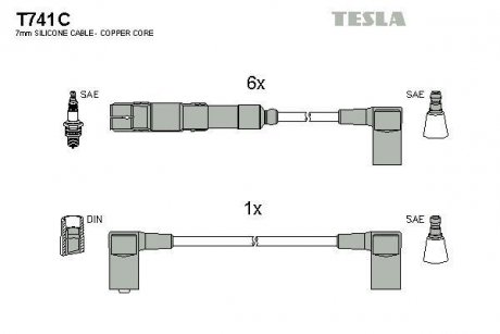 Комплект кабелів запалювання TESLA T741C