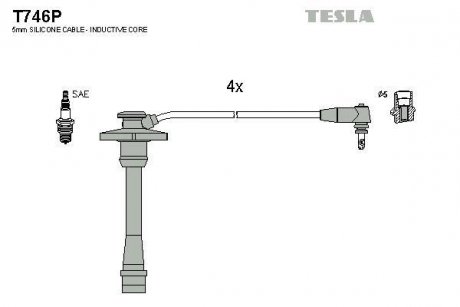 Комплект кабелей зажигания TESLA T746P (фото 1)
