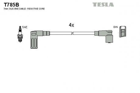Комплект кабелів запалювання TESLA T785B