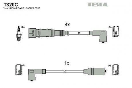 Комплект кабелів запалювання TESLA T820C (фото 1)