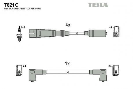 Комплект кабелів запалювання TESLA T821C (фото 1)