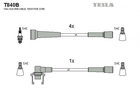 Комплект кабелей зажигания TESLA T840B