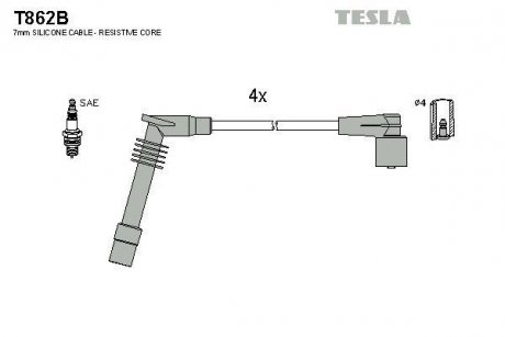 Комплект кабелей зажигания TESLA T862B