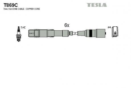 Комплект кабелів запалювання TESLA T869C (фото 1)