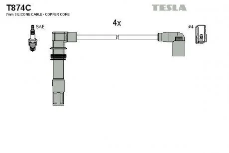 Дроти запалення, набір TESLA T874C
