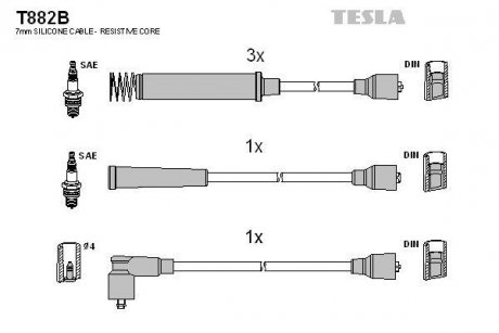 Комплект кабелей высоковольтных TESLA T882B (фото 1)