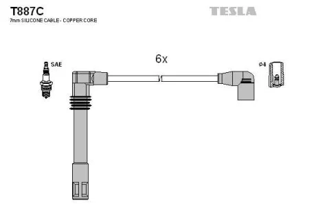 Дроти запалення, набір TESLA T887C