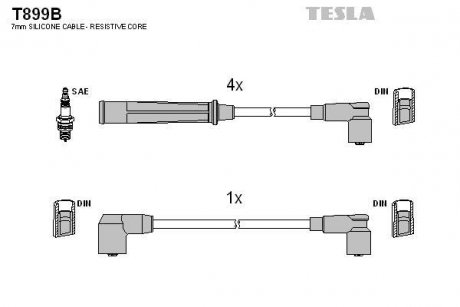 Комплект кабелів запалювання TESLA T899B (фото 1)