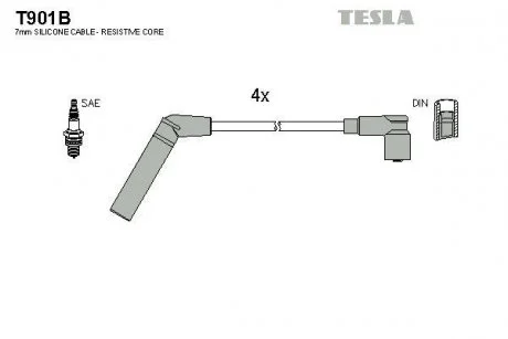 Проводи високовольтні, комплект Mitsubishi Colt v 1.5 (99-03) TESLA T901B