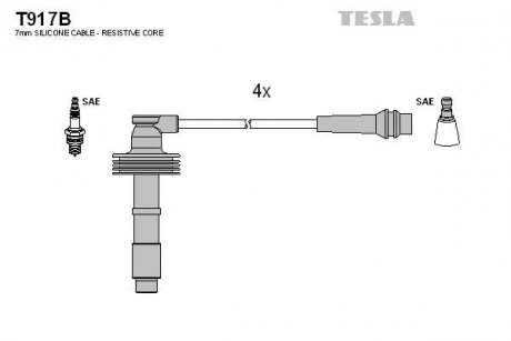 Комплект кабелей зажигания TESLA T917B
