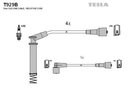 Проводавысоковольтные,комплект Opel Vectra B (96-03) TESLA T929B (фото 1)