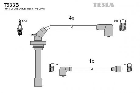 Комплект проводів запалення TESLA T933B (фото 1)