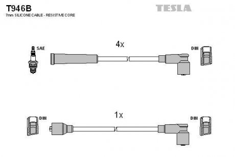Комплект кабелів запалювання TESLA T946B (фото 1)