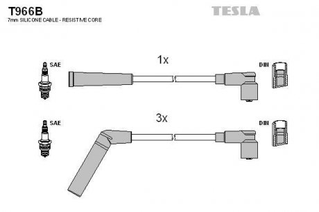 Комплект кабелей зажигания TESLA T966B (фото 1)