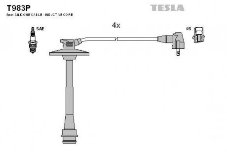 Комплект кабелів високовольтних TESLA T983P (фото 1)