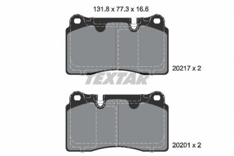 Тормозные колодки, дисковый тормоз (набор) TEXTAR 2021703