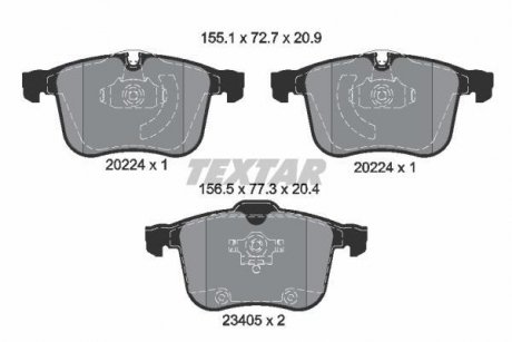 Комплект тормозных колодок, дисковый тормоз TEXTAR 2022401