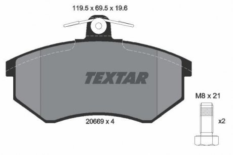 Комплект тормозных колодок, дисковый тормоз TEXTAR 2066921 (фото 1)