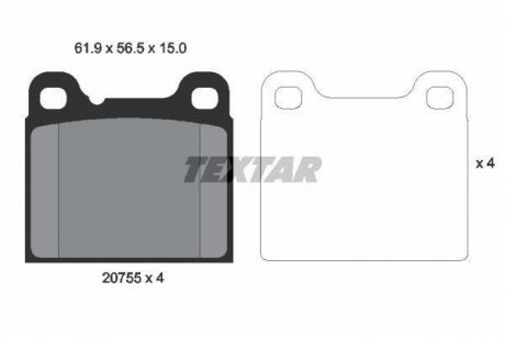Комплект тормозных колодок, дисковый тормоз TEXTAR 2075506 (фото 1)