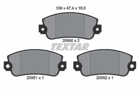 Комплект тормозных колодок, дисковый тормоз TEXTAR 2095006 (фото 1)