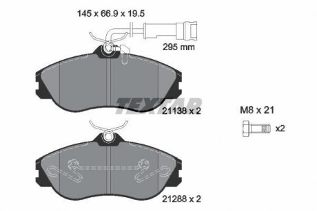 Комплект тормозных колодок, дисковый тормоз TEXTAR 2113802 (фото 1)