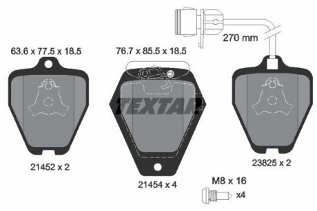 Комплект тормозных колодок, дисковый тормоз TEXTAR 2145201 (фото 1)