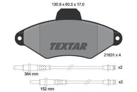 Комплект тормозных колодок, дисковый тормоз TEXTAR 2163102 (фото 1)