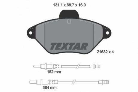 Комплект тормозных колодок, дисковый тормоз TEXTAR 2163201 (фото 1)