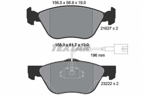 Комплект тормозных колодок, дисковый тормоз TEXTAR 2163702 (фото 1)