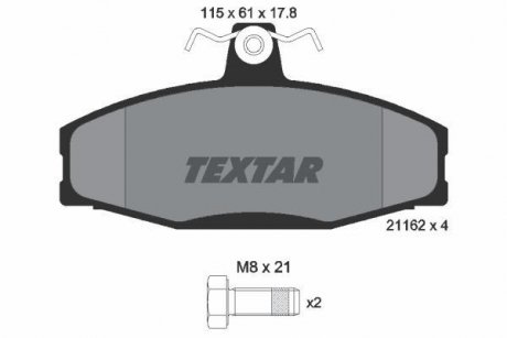 Комплект тормозных колодок, дисковый тормоз TEXTAR 2166201 (фото 1)