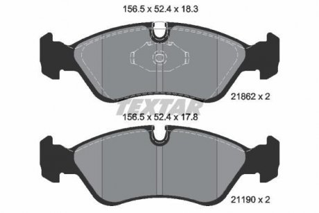 Комплект тормозных колодок, дисковый тормоз TEXTAR 2186201 (фото 1)