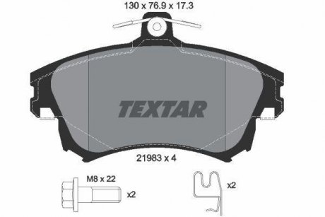 Комплект тормозных колодок, дисковый тормоз TEXTAR 2198302 (фото 1)