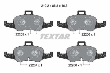 Комплект гальмівних колодок передн, AUDI TT 1.8/2.0/2.0D 07.14- TEXTAR 2220501 (фото 1)