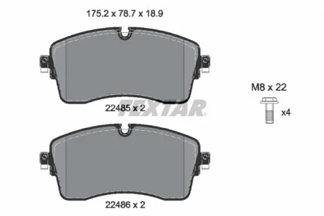 Комплект гальмівних колодок передн, JAGUAR E-PACE LAND ROVER DISCOVERY SPORT, DISCOVERY V, RANGE ROVER EVOQUE, RANGE ROVER SPORT II 1.5H-3.0DH 04.13- TEXTAR 2248503 (фото 1)