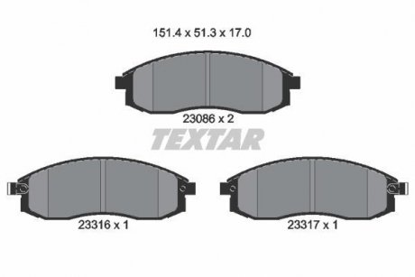 Комплект тормозных колодок, дисковый тормоз TEXTAR 2308601