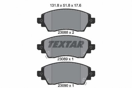 Комплект тормозных колодок, дисковый тормоз TEXTAR 2308801 (фото 1)