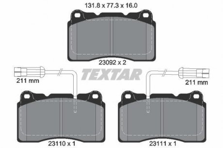 Комплект тормозных колодок, дисковый тормоз TEXTAR 2309201 (фото 1)