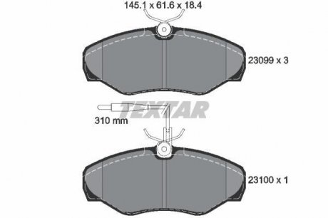 Комплект тормозных колодок, дисковый тормоз TEXTAR 2309903
