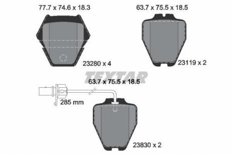 Комплект тормозных колодок, дисковый тормоз TEXTAR 2328001 (фото 1)
