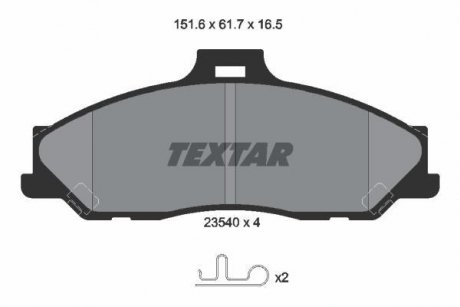 Комплект тормозных колодок, дисковый тормоз TEXTAR 2354001 (фото 1)