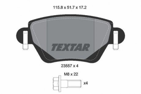 Комплект тормозных колодок, дисковый тормоз TEXTAR 2355701