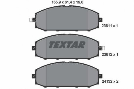 Комплект тормозных колодок, дисковый тормоз TEXTAR 2361101 (фото 1)